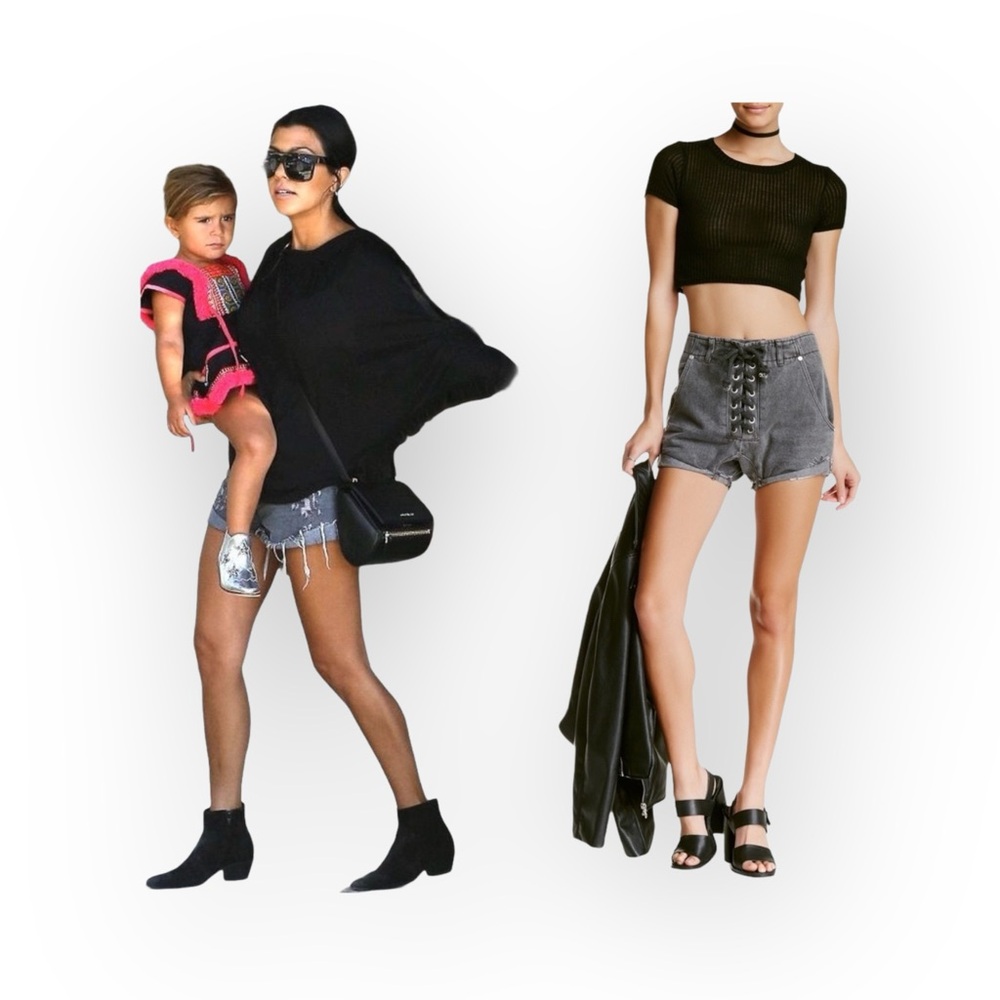 new One Teaspoon ♐︎ Superfreaks Lace Up Distressed Denim Shorts ♐︎ Phantom 24 - Picture 2 of 16